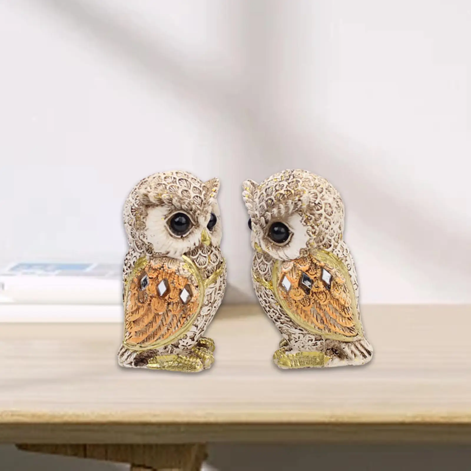 

2 шт., статуя совы, украшение из смолы, реалистичная милая креативная скульптура животного, украшение для рабочего стола для дорожки, полки для дома, спальни