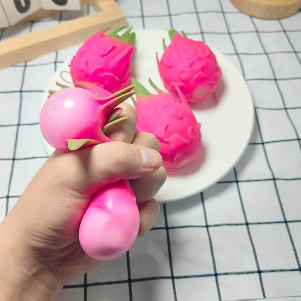 Soft Dragon Fruit Stress Relief Hand Relaxation Stress Relief Sensory Ball Relaxing Slow Rising Dragon Fruit Pinch Le