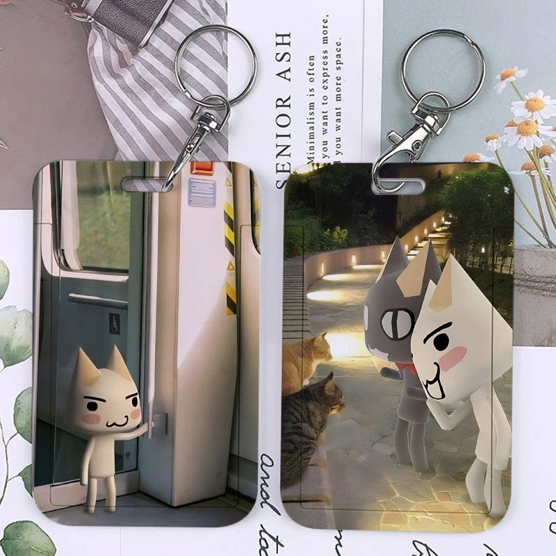 Cute Kawaii Cartoon Toro Inoue Cat Keychains Doko Demo Issyo Badge Business Credit Card Holders Bank Bus ID Cards Keyrings