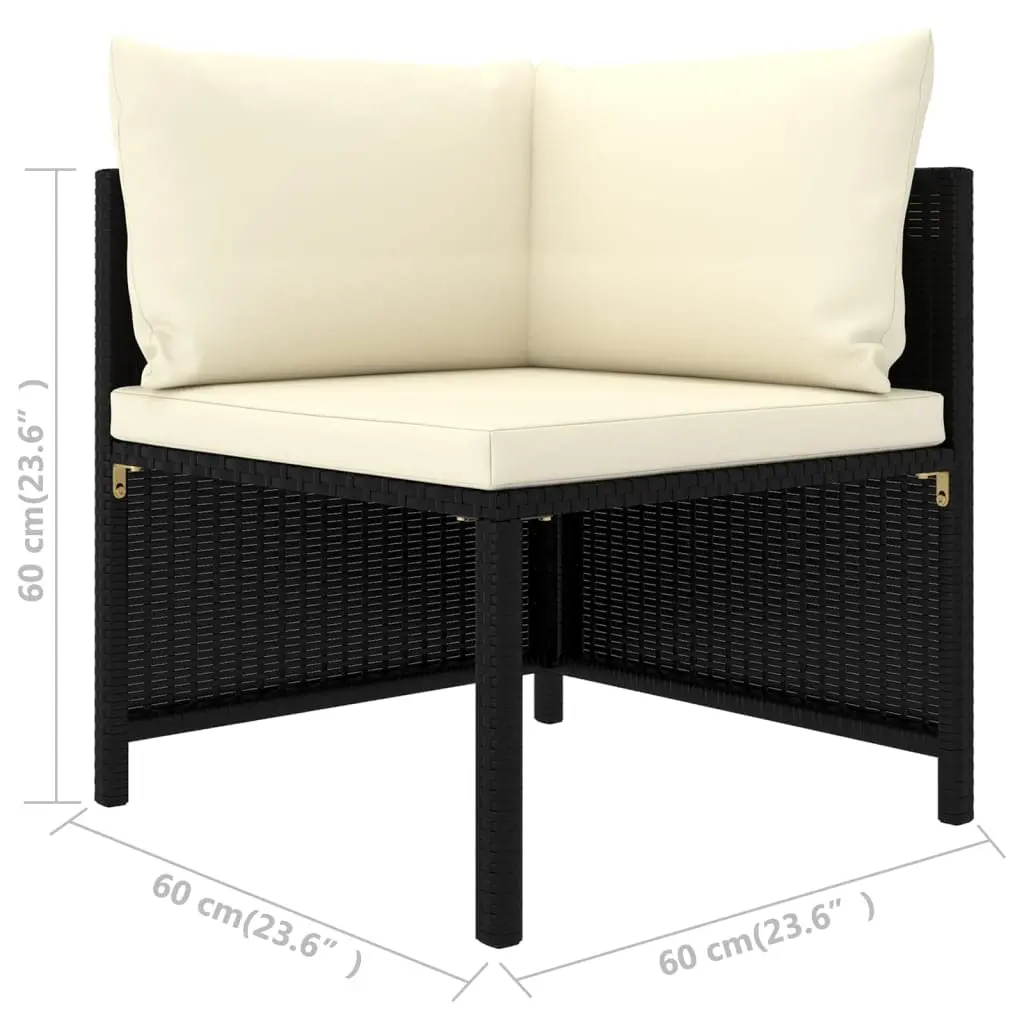 5-Piece Patio Sofa Set with Cushions Outdoor Garden Furniture Black Poly Rattan, Customized
