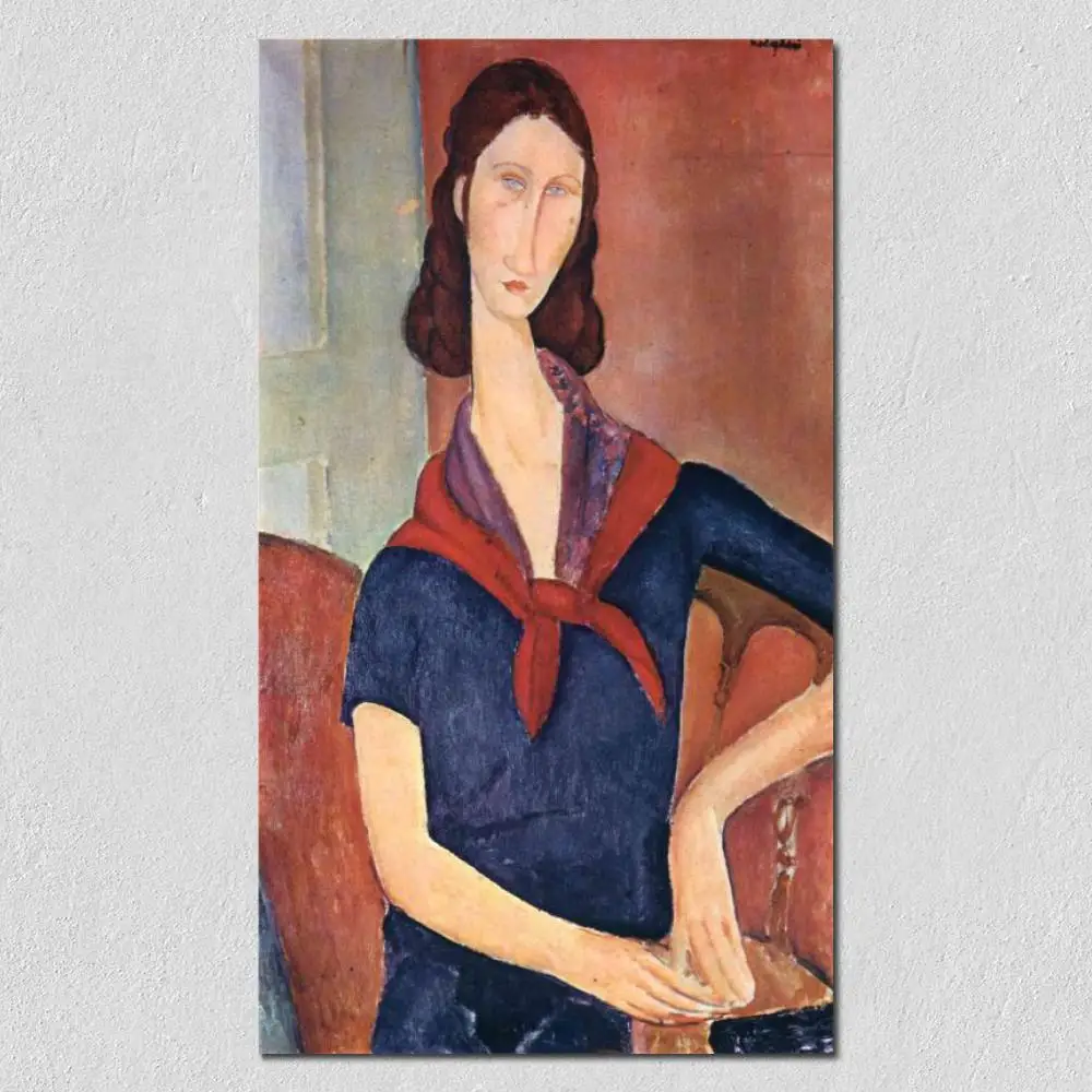 

Jeanne Hebuterne With a Scarf Amedeo Modigliani Oil Painting High Quality Woman Portrait Picture Hand Painted for Room Decor