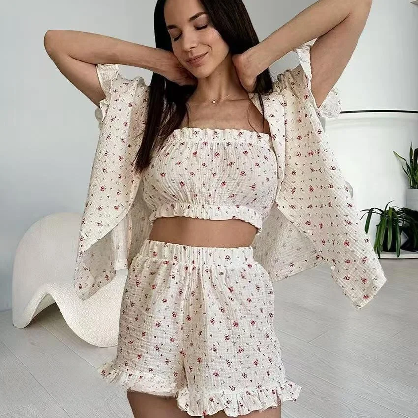 

Новый комплект одежды с цветочным принтом, женская футболка, домашний костюм ort Sve irt orts, удобная дышащая летняя ночная рубашка