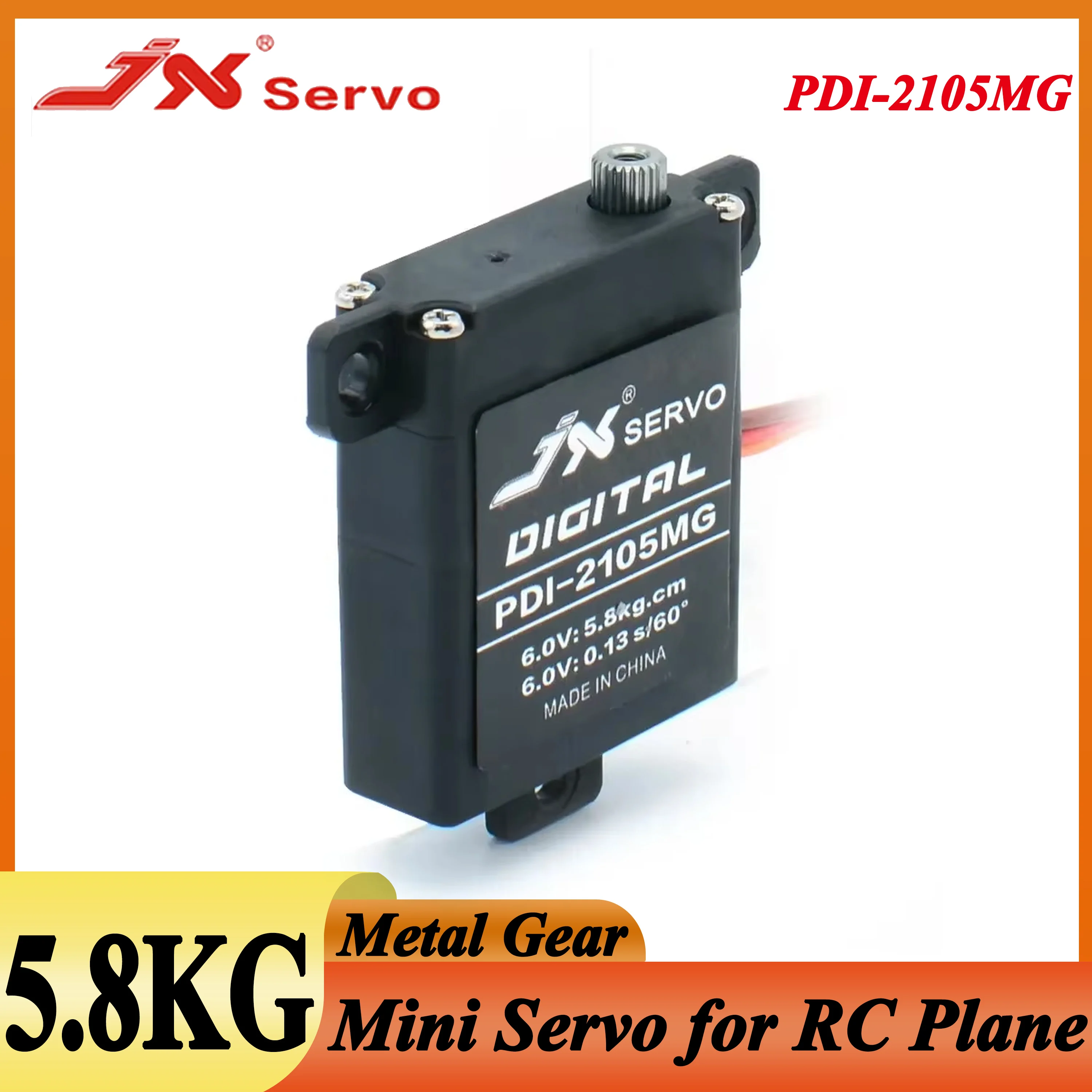 

JX PDI-2105MG 5.8KG 21g Metal Gear Core Motor High Torque Mini Servo for RC Fixed-wing Plane Helicopter Aircraft Model Part