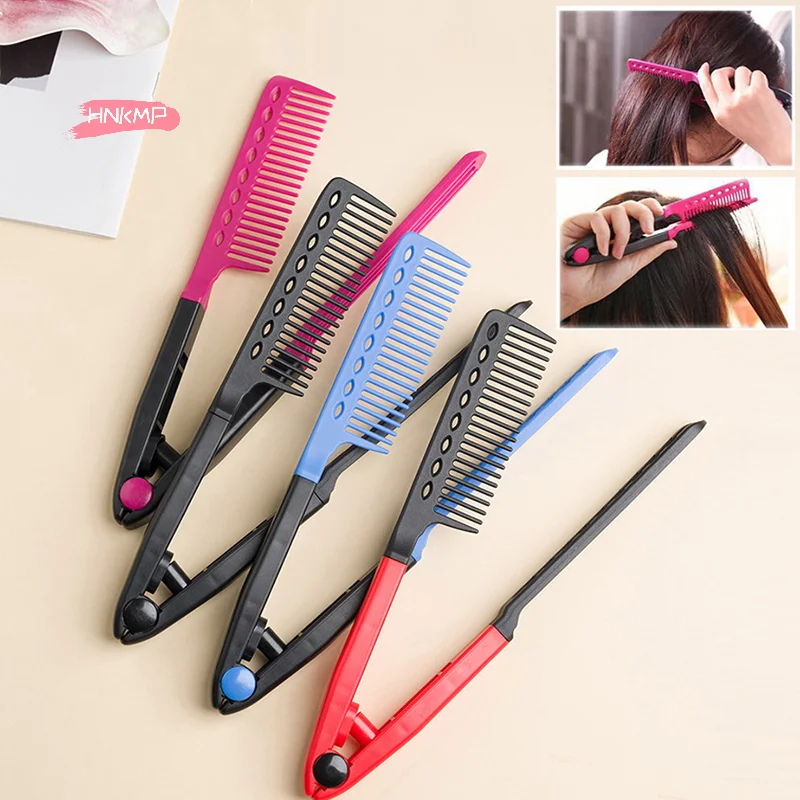 

1 шт., щетка-выпрямитель для волос V-типа, инструмент для укладки волос «сделай сам», натуральная расческа для завивки волос для мужчин и женщин, парикмахерские расчески