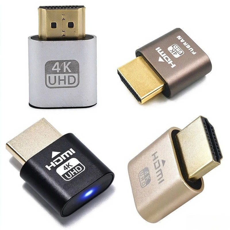 HDMI Dummy Plug 4K UHD EDID Emulator Virtual Display Adapter Headless Ghost Display for GPU Mining Rig Remote Desktop Lock