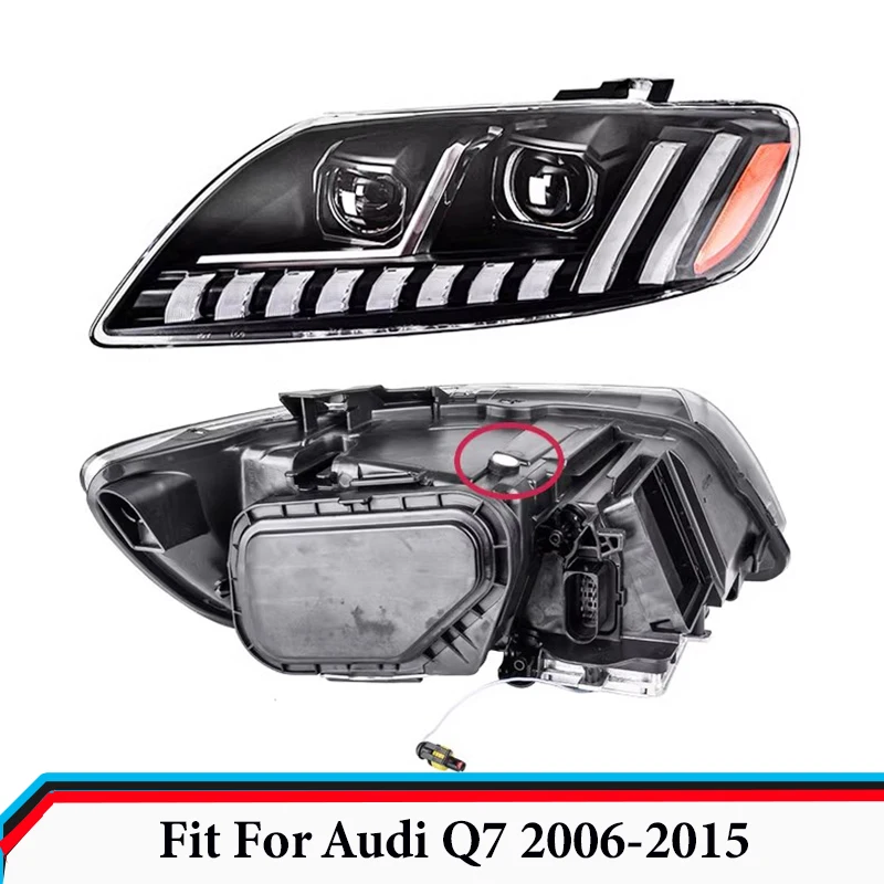 Headlight Assembly Fit for Audi Q7 2006 2007 2008 2009 - 2015 Modified Q8 Headlight Flow Light Daytime Running Light Signal Lamp