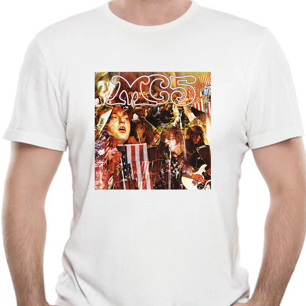 New MC5 Kick Out The Jams 70s Rock Band Men's White T-shirt Size XS-5XL