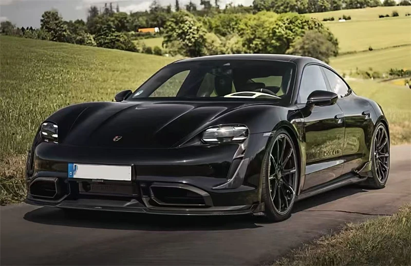 For Porsche Taycan 2019-2022 Real Carbon Fiber Front Lip Front Bumper Lower Lip Under Air Intake Wind Knife Splitter Body Kit
