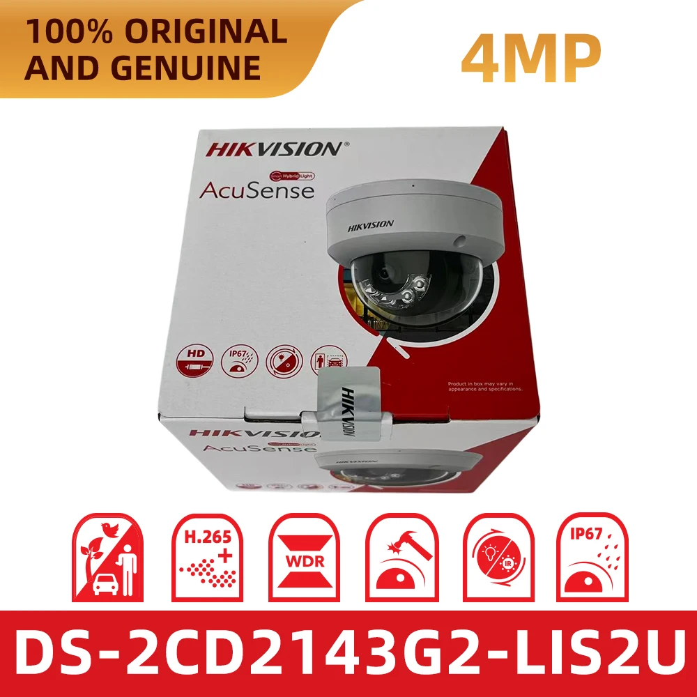 Hikvision Original DS‑2CD2143G2‑LIS2U 4MP AcuSense Smart Dual Light IP Dome Camera PoE IK10 Anti‑Vandal Two‑Way Audio Alarm WDR