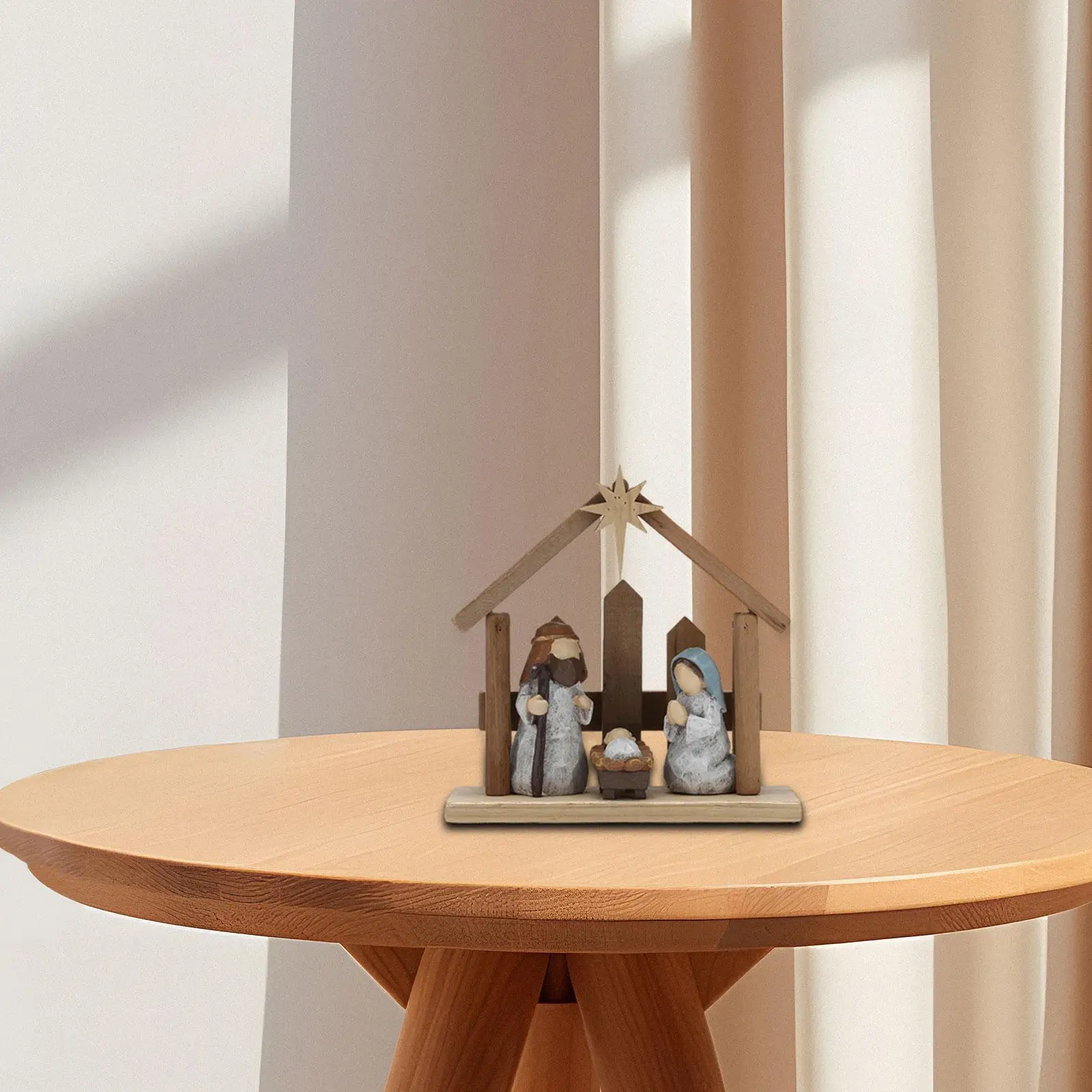 مشهد المهد تمثال العائلة المقدسة تمثال هدية دينية زخرفة ولادة يسوع الشكل النحت لغرفة نوم الموقد المنزلية #4