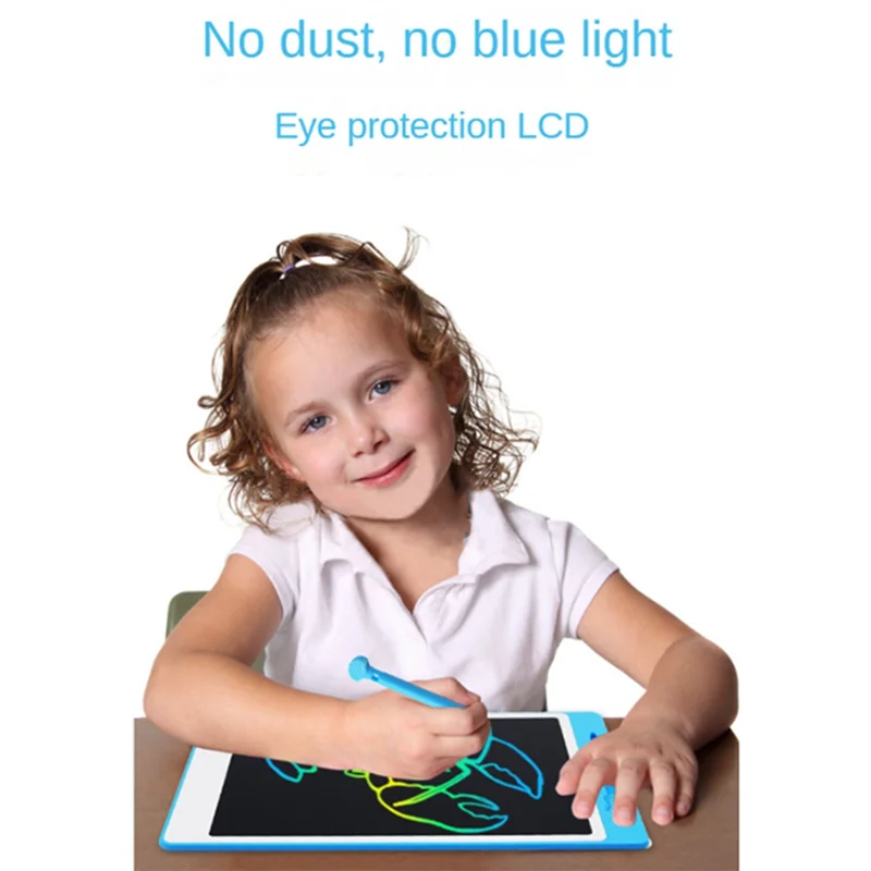 لوحة كتابة يدوية LCD مقاس 12 بوصة، لوحة كتابة يدوية ملونة على الجدران، لوحة رسم لحماية العين، وردي فاتح متين