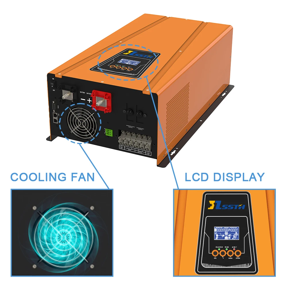 Contatto a secco a bassa frequenza DC 24V 48V a AC 11OV 22OV 230V Home True Pure Inverter a onda sinusoidale Caricatore Inverter Toroidale 48V 6000W