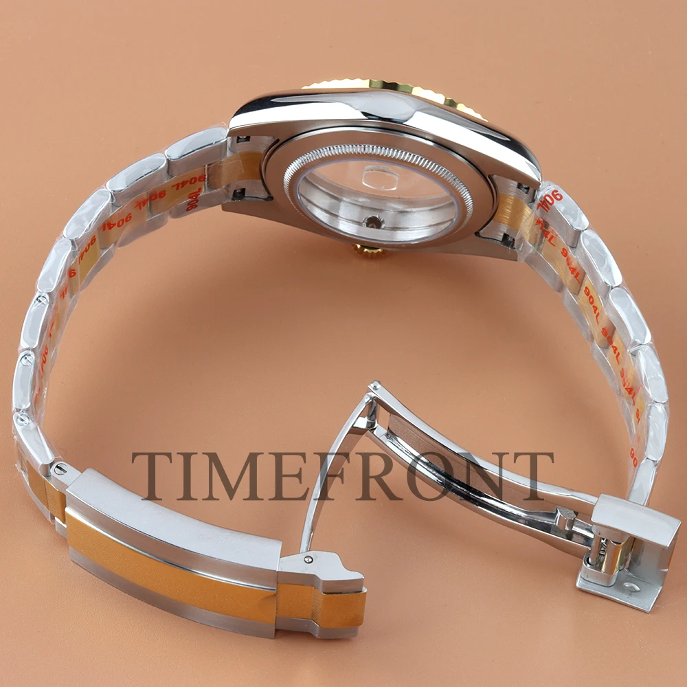 Roségoldenes 36/39 mm großes NH35-Uhrengehäuse für DATEJUST Seiko NH35 NH36-Uhrwerk, 28,5 mm Zifferblatt, wasserdichtes Jubilee-/Oyster-Armband aus 316L-Stahl – Detail 10