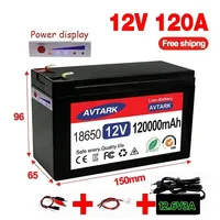 12V LiFePO4 120A lithium battery 18650 for solar energy built-in high current 30A BMS electric vehicle battery+12.6V charger