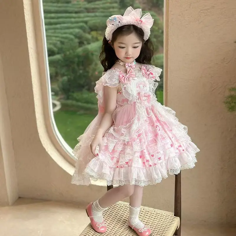 

Ins Girls Melody Lolita Princess Dress with Suspender Skirt for Children Sweet Four Seasons Birthday Dress for Flower Girls
