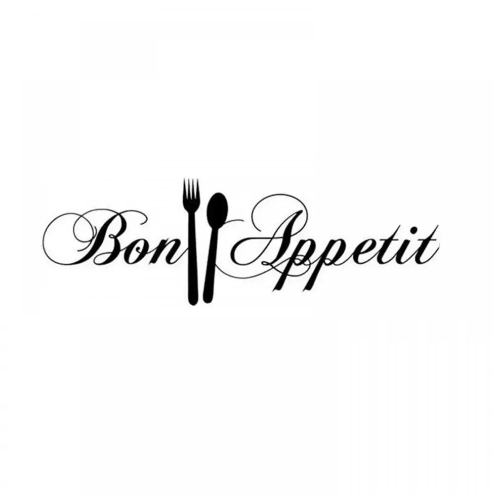 HOT SALES！！！New Arrival Bon Appetit Letters Spoon Fork Removable Wall Sticker Home Kitchen Decoration