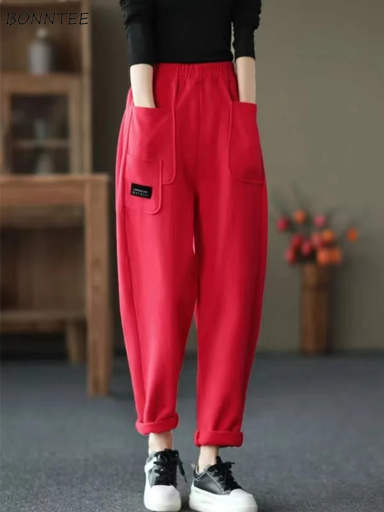 Harem Pants Women Plus Velvet Keep Warm Autumn Winter Loose Vintage Trousers Streetwear Slouchy All-match Joggers Womens Daily