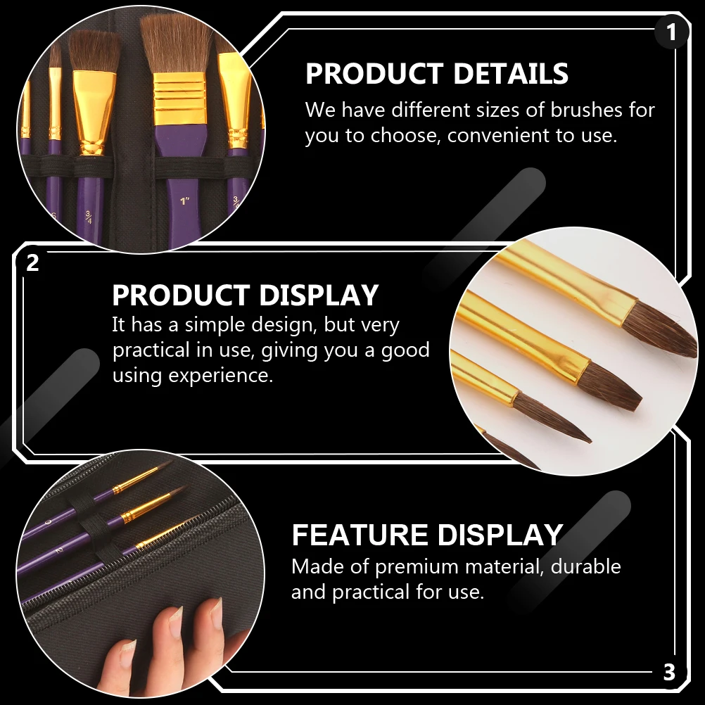 

1 set Oil Brush Board Set Watercolor Paintbrush Kit Aluminum Tube Wood Bristle Stencil Brushes for Crafts Home Decor Painting