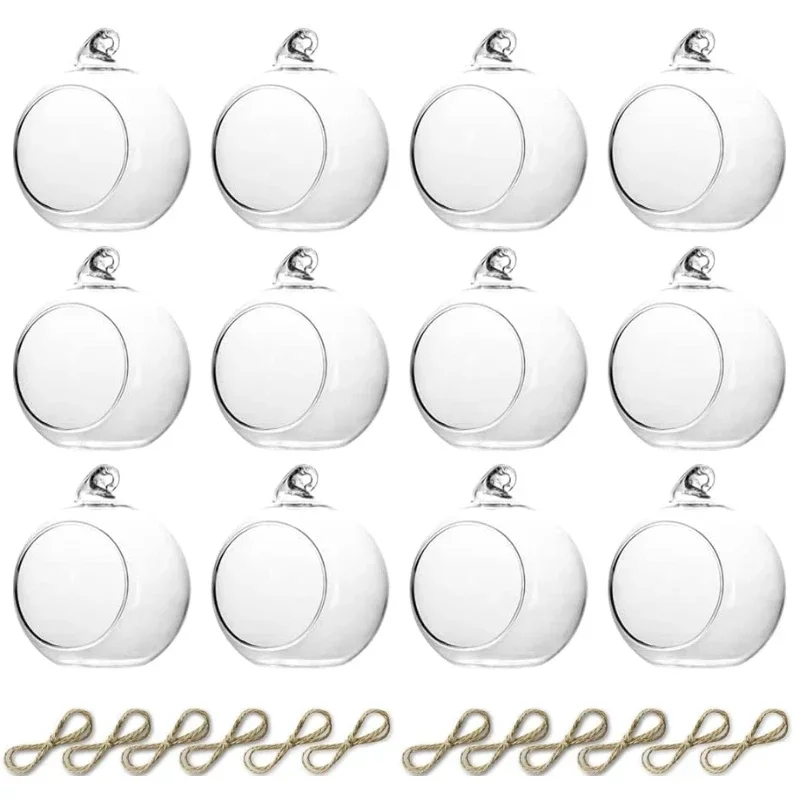 6/12 Stück hängende Glas-Teelichthalter, Globus, 6/8 cm Durchmesser, für Hochzeit, Weihnachten, Halloween, Zuhause, DIY-Geschenke
