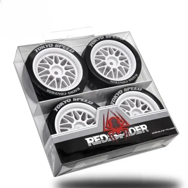 4個 65mm ゴムタイヤ ホイール タイヤ 12mm 六角穴付き タミヤ TT01 TT01E TT02 TT02B TA06 XV01 XV02 PTG-2 1/10 RCレーシングカー アップグレードパーツ