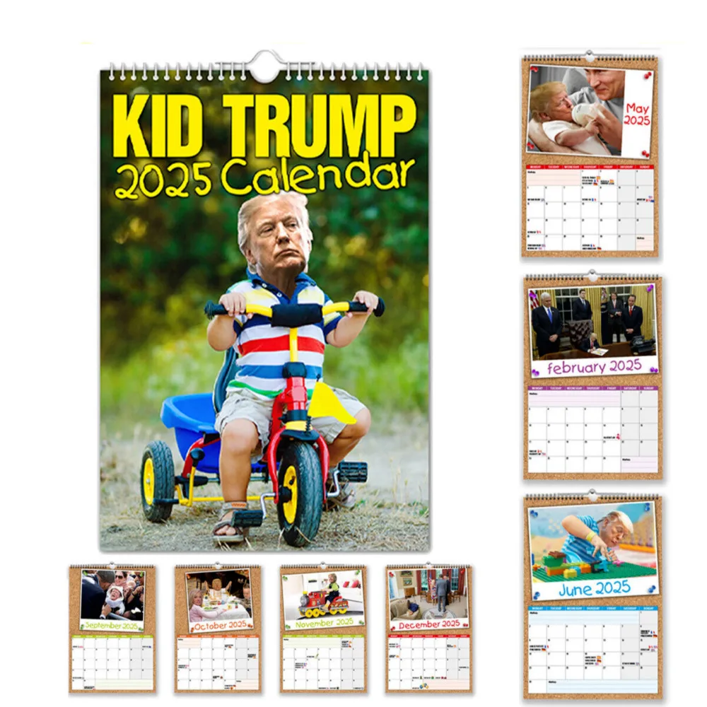 1/Pcs Kid 2025 Wall Month To View Funny Trump Calendar