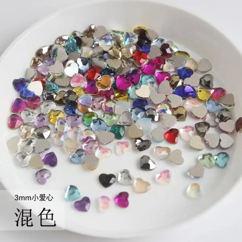 3mm Heart-shaped Rhinestone Loose Beads for Diy Crafts, Beauty & Decoration - 10 Bags s