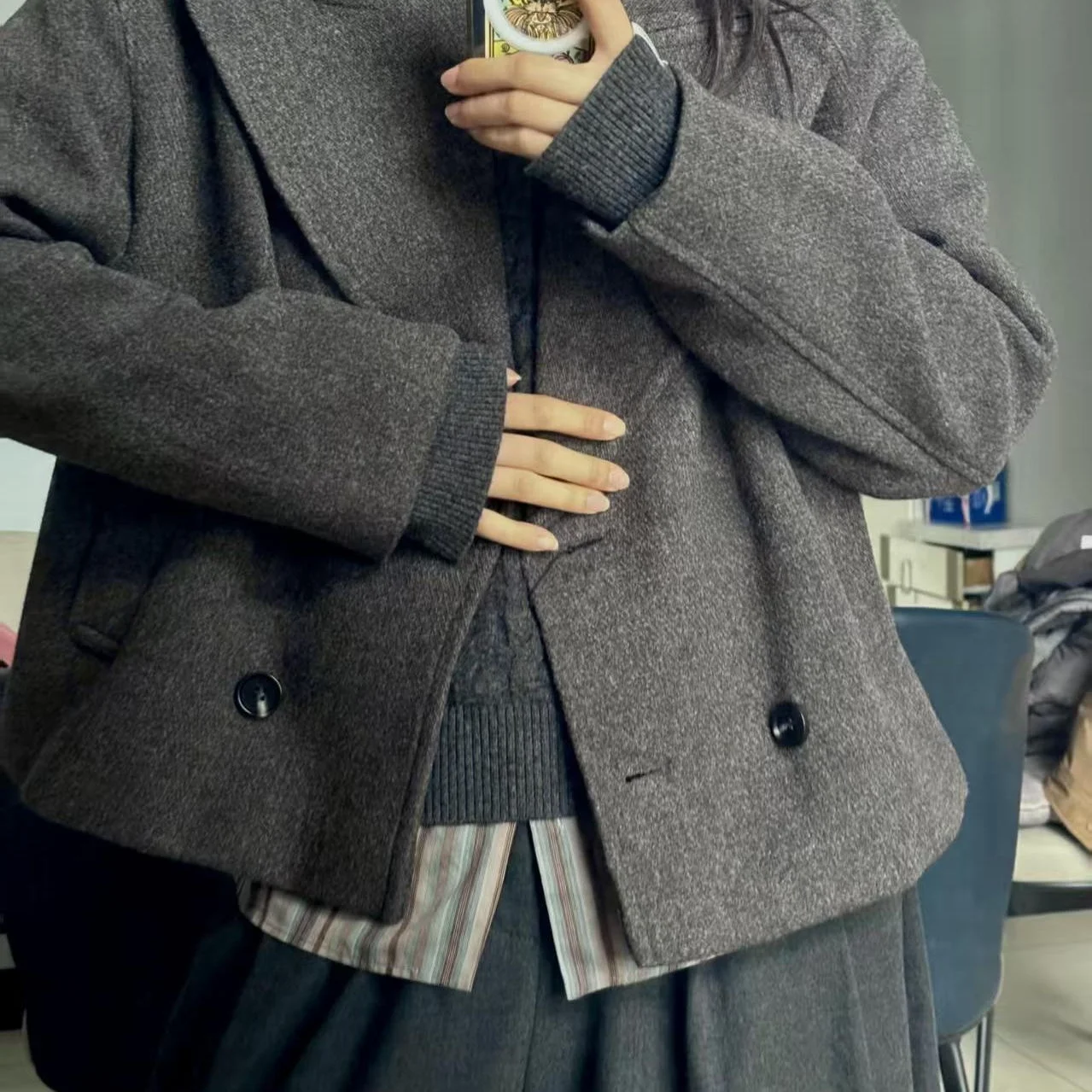 

Женское двубортное шерстяное пальто, осень-зима, Новое поступление Faion European Sle Long Sve, отложной воротник