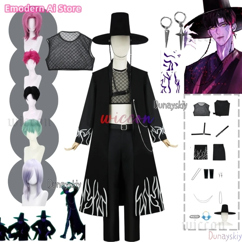 

KPOP Saja Boys Cosplay 할로윈 의상 Anime Stage Your Idol Jinu Baby Mystery Demon Black Fishnet Vest Outfit Halloween Suit For Men