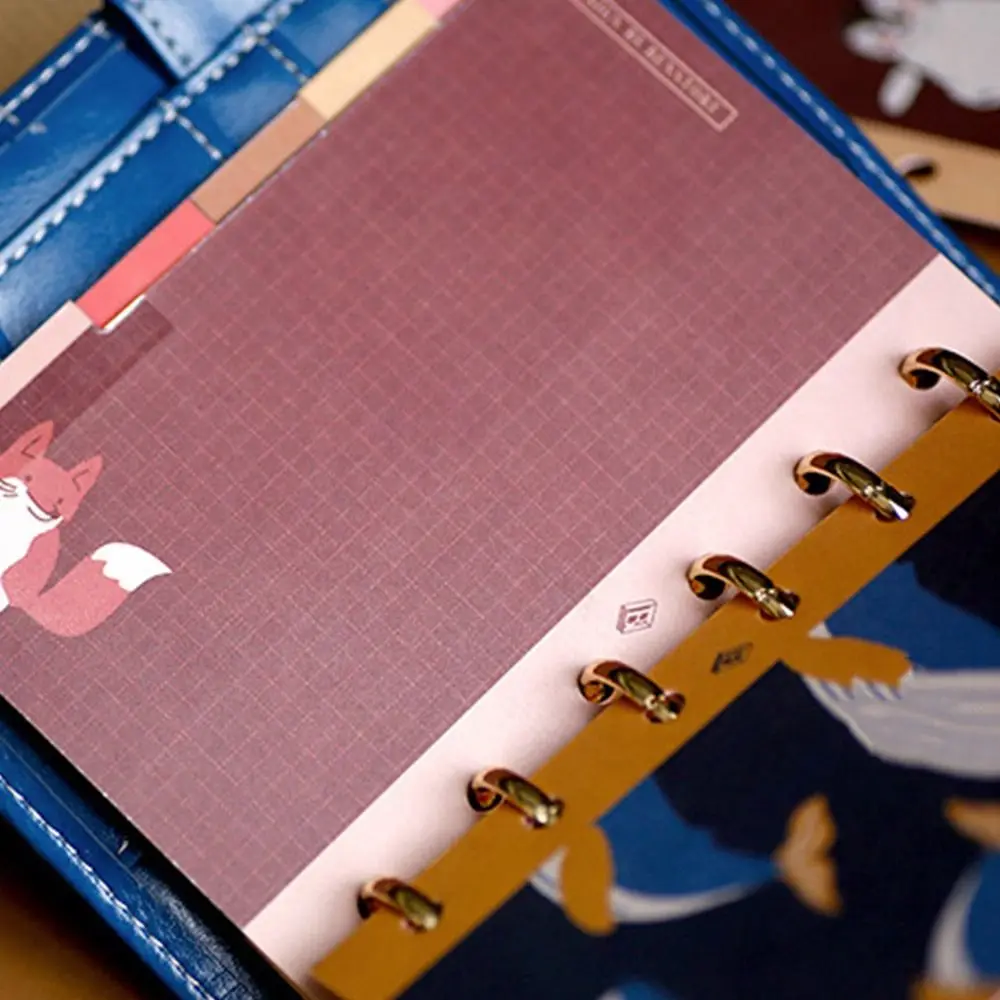 6PCS A5/A6/A7 Pagina indice Animale del fumetto Multicolor Divisori a fogli mobili Quaderno a spirale Planner Classificazione delle pagine interne