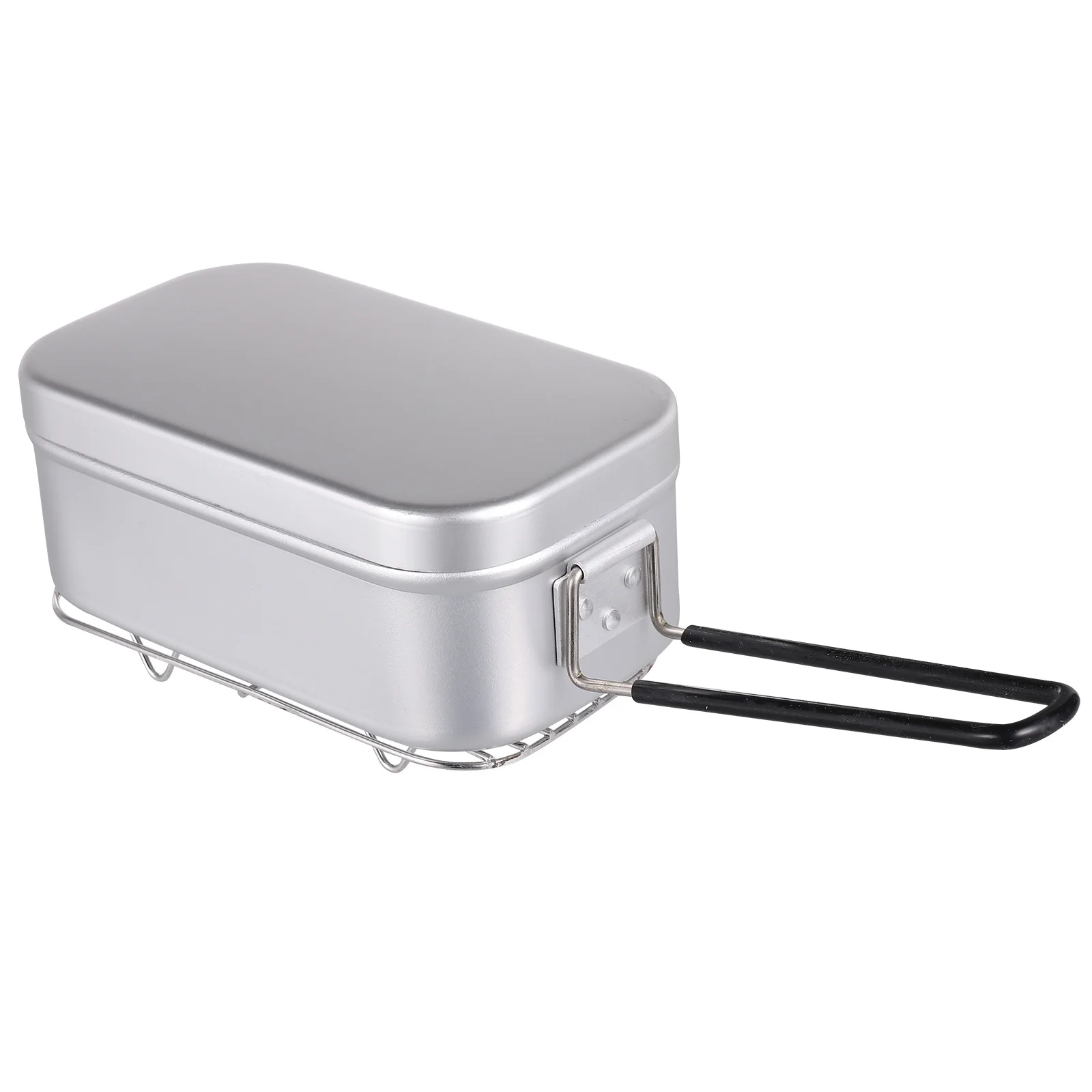 

2Pcs Aluminum Alloy Foldable Handle Outdoor Lunch Box Camping Portable Food Container Picnic Bento Box Camping Cookware