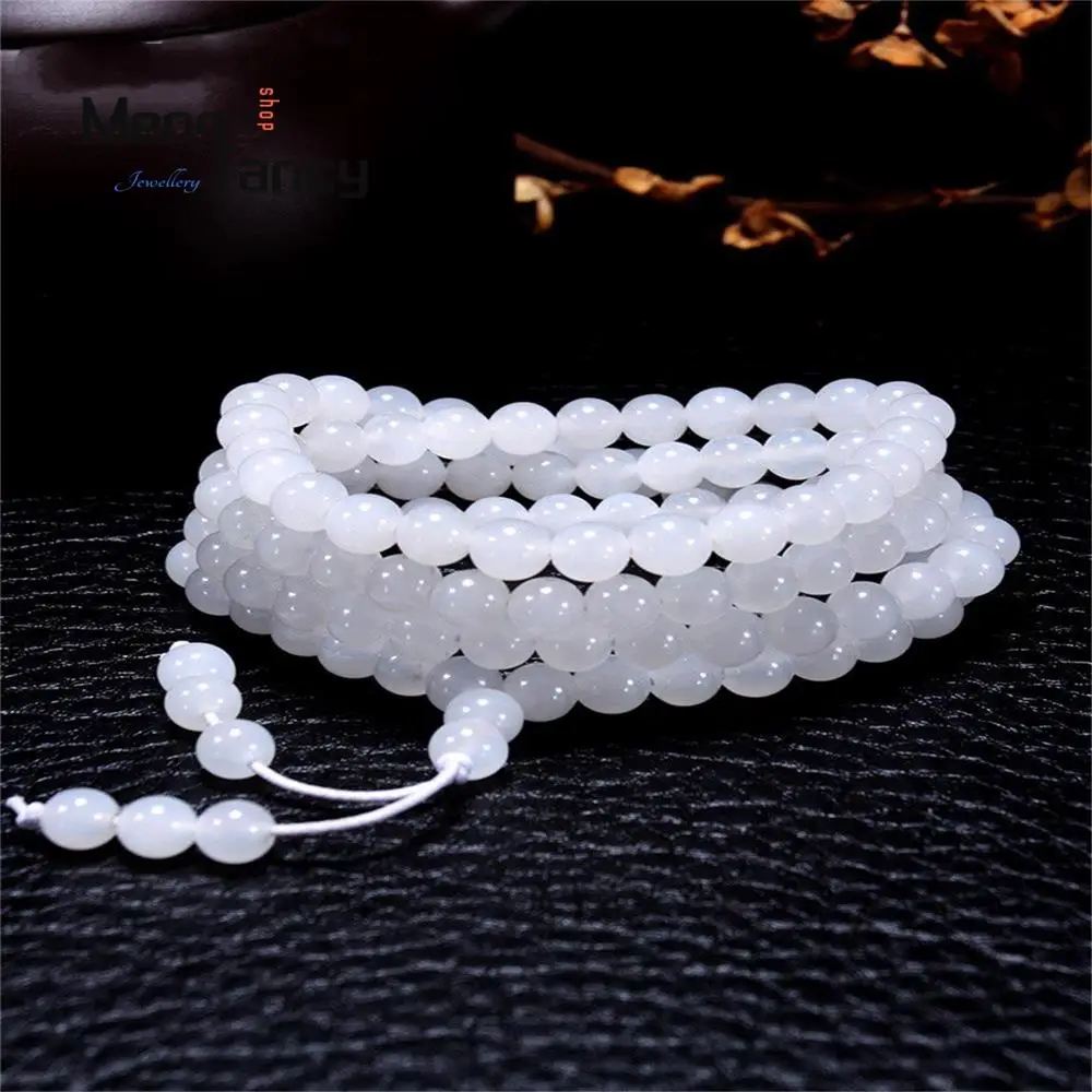 

Natural Wada Suet White Jade 108 Beaded Bracalet Fashion Luxury Fine Jewelry Men Women Charm Best Selling Exquisite Holiday Gift