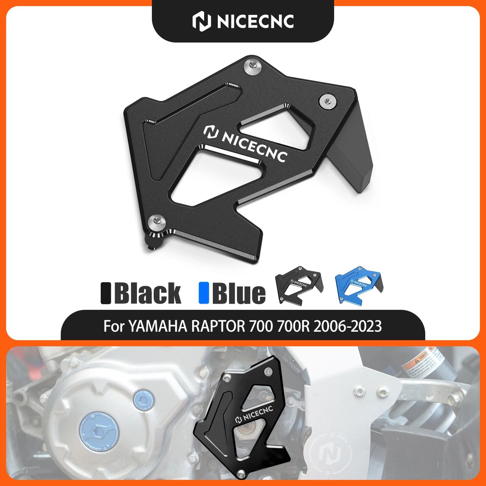NICECNC For Yamaha Raptor 700 Raptor 700R 2006-2024 Sprocket Cover Case Saver Protector Chain Guard Aluminum ATV Accessories