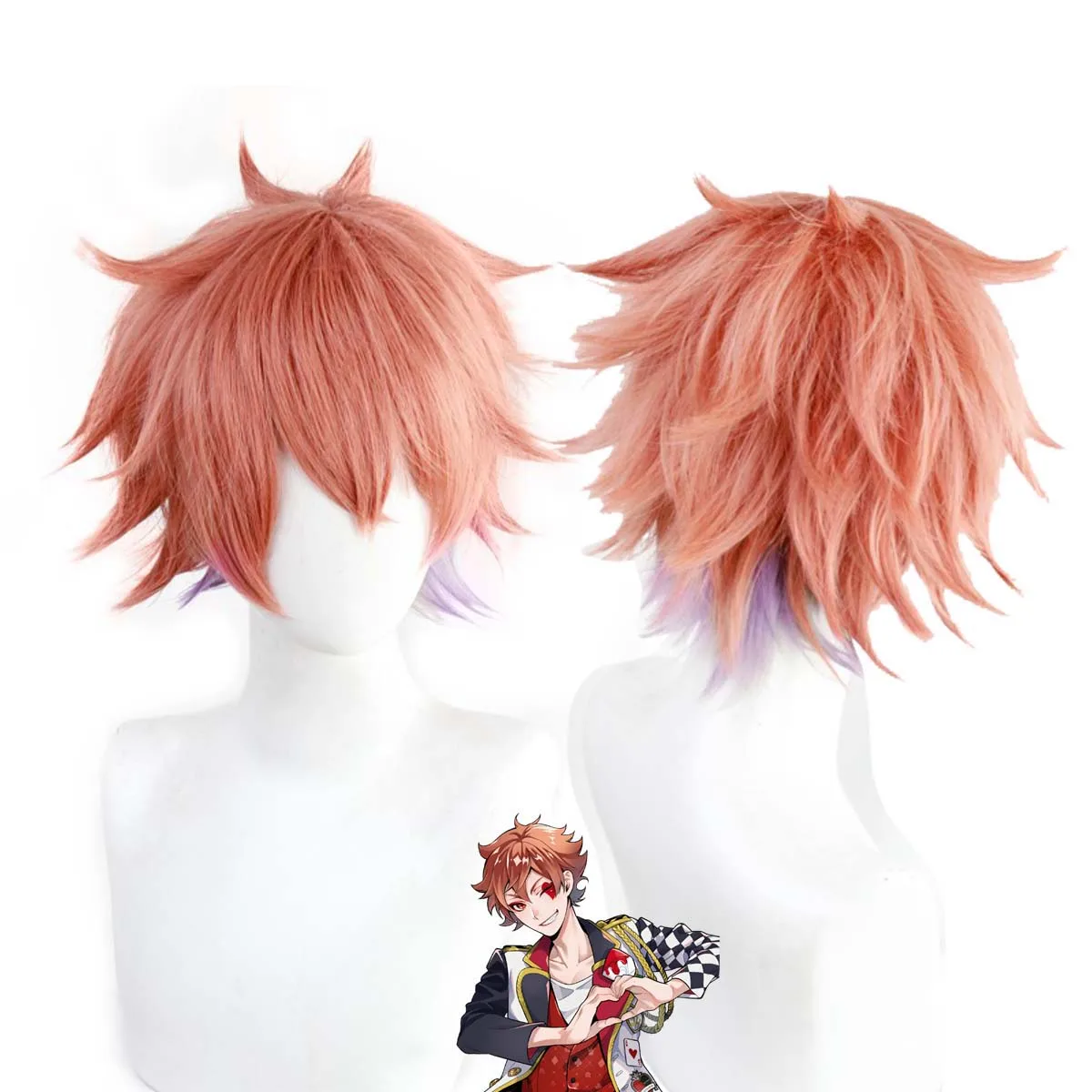 Мужские игры Twisted-Wonderland Cos Ace Trappola оранжевый фиолетовый короткие термостойкие парики из синтетических волос