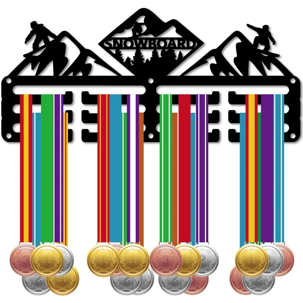 

1Set Snowboard Medal Holder Sports Medal Hanger Rack Black Medals Display Snowboarding Athlete Awards Ribbon Small Black Case