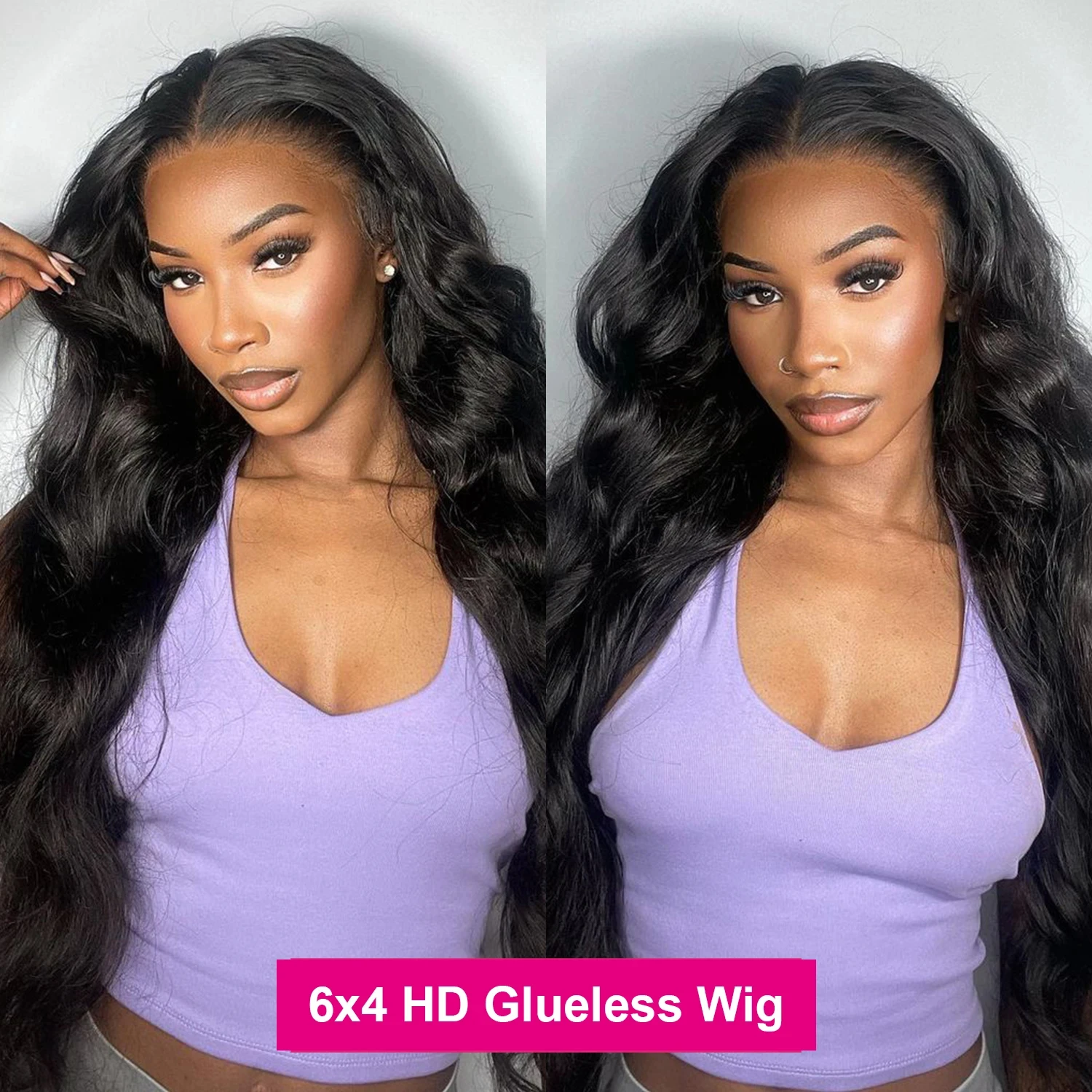 Pre Cut Body Wave 6x4 Lijmloze Pruik Menselijk Haar Pruik Klaar om te dragen Preplucked Haarlijn 13x6 Lace Front Pruik Gebleekte Knopen Voor Vrouwen