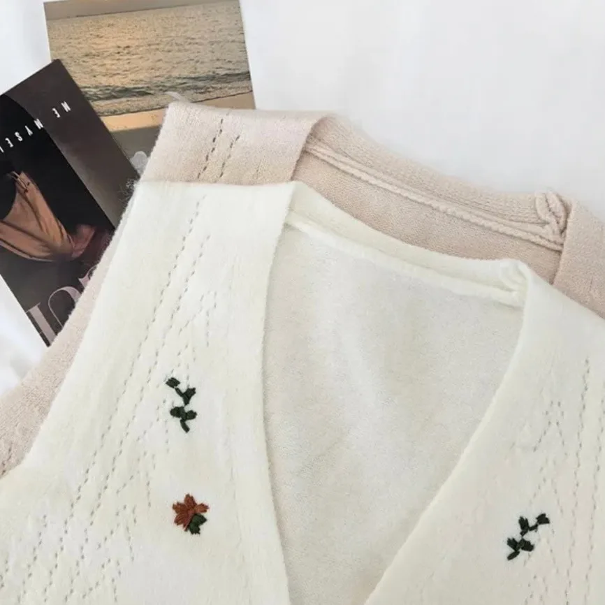 سترة محبوكة أنيقة ومطرزة على شكل حرف V للنساء من Faion College Sle مع حزام بطول ort سترة طبقات