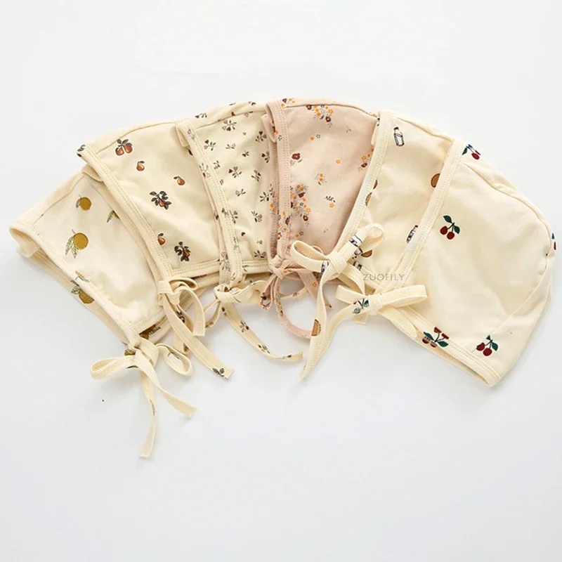 Spring Summer Floral Baby Hat Turban Cute Dot Windproof Infant Toddler Beanies Cap Soft Cotton Ear Protection Kid Girl Boy Caps