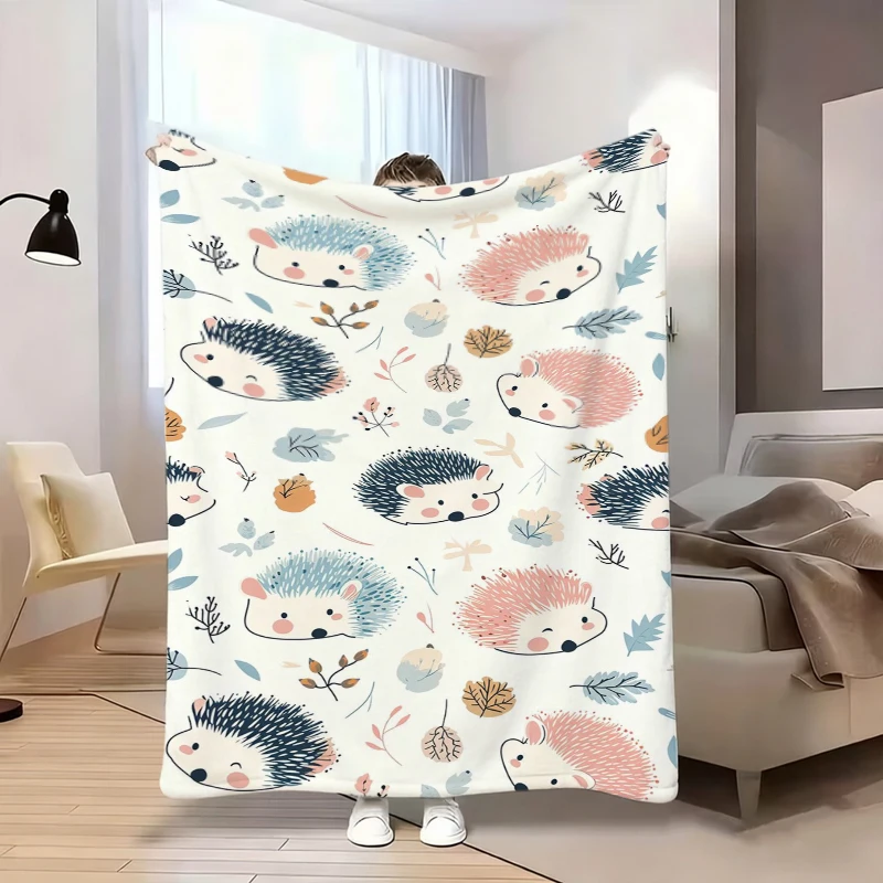 Hedgehog Pinecone Branch Nature Flannel Blanket For Rustic Bedroom Decor Soft Warm Throw Blanket Wrap