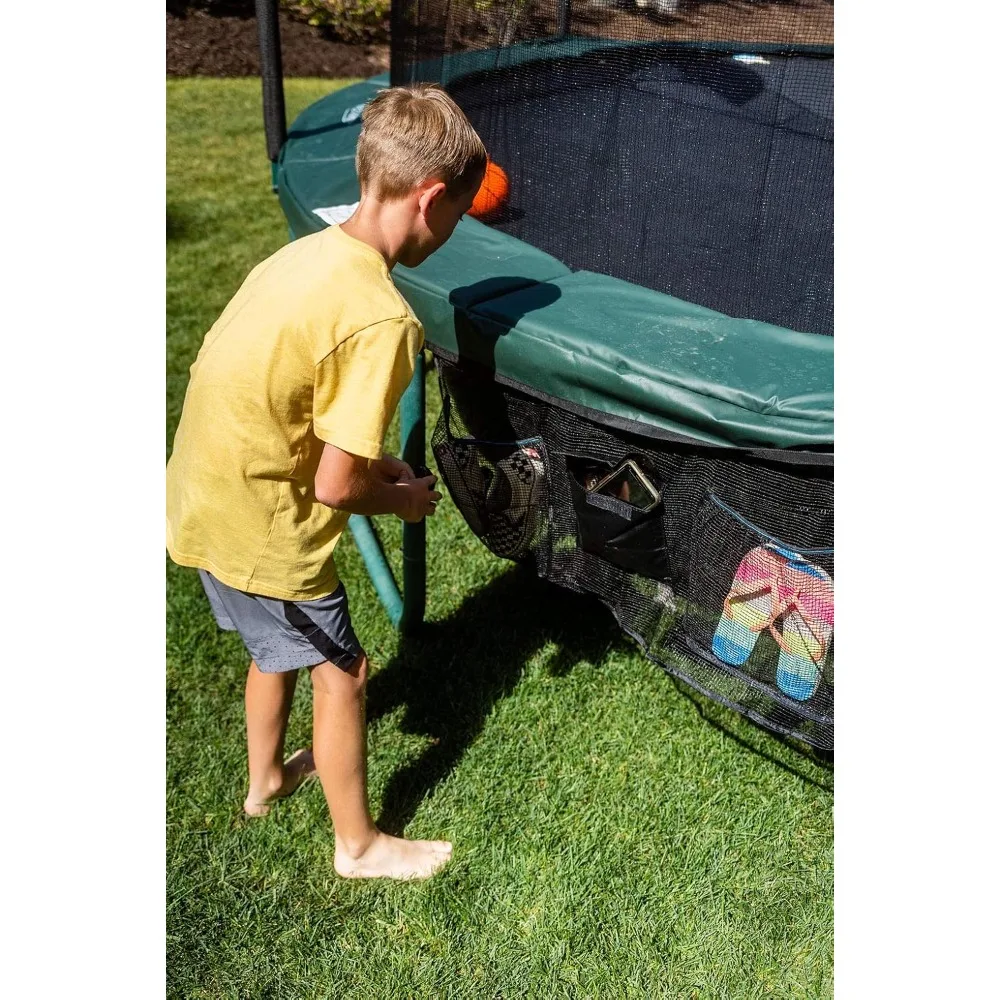 แทรมโพลีนบาสเก็ตบอลแบบเต็มสนามดีลักซ์ พร้อมห่วงที่ 2 และอุปกรณ์เสริม