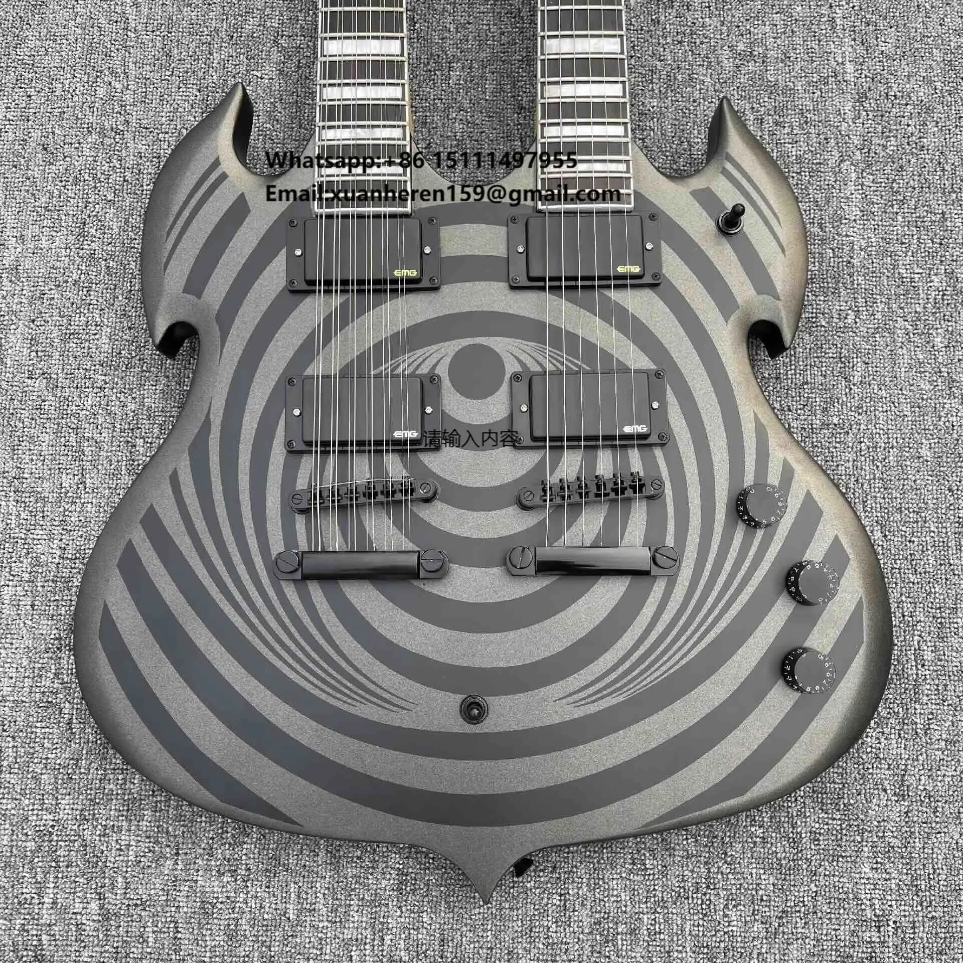 

Custom Oril WA Style 6+12 Strings Double Neck Electric Guitar with Rosewood Fingerboard Maple Neck