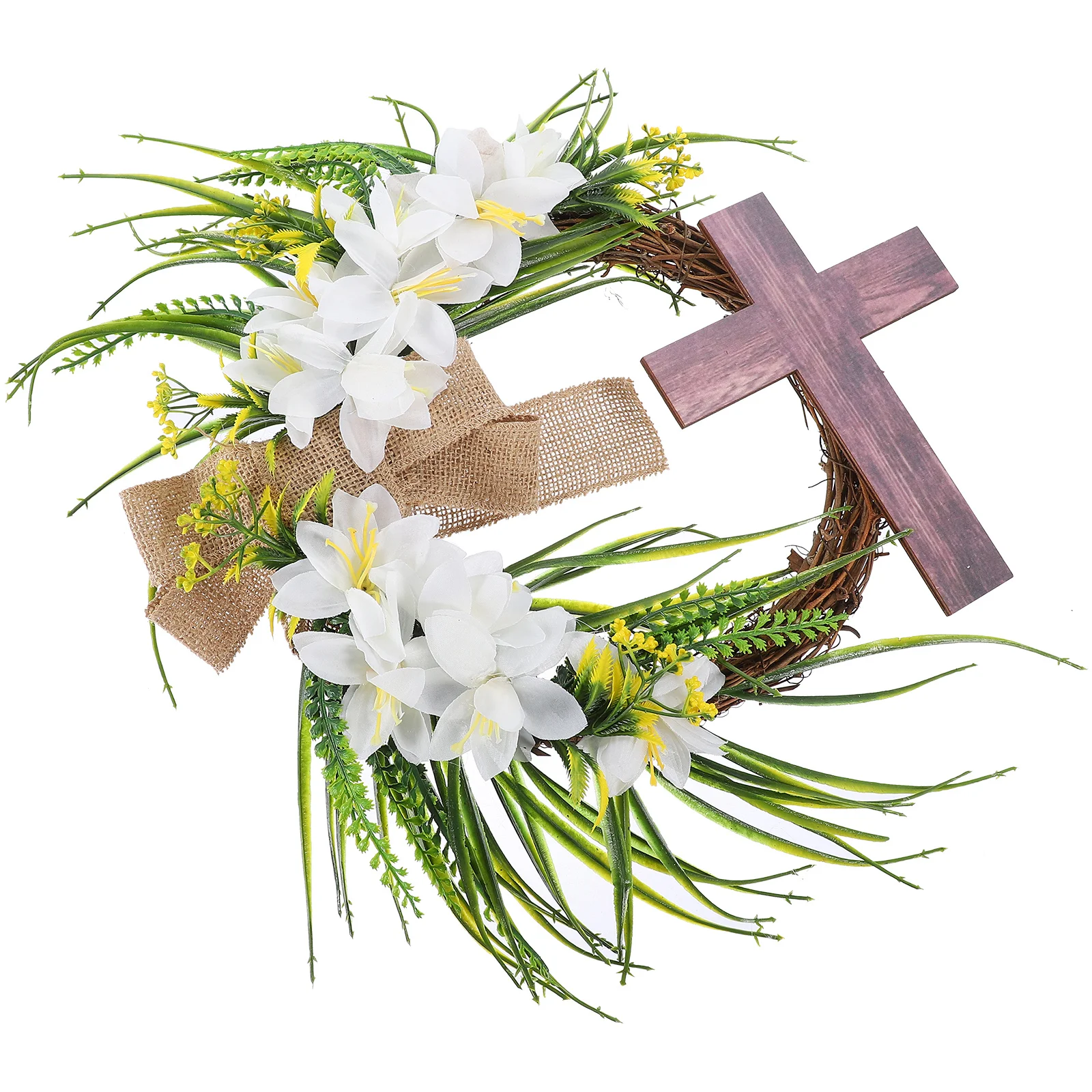 

Wooden Wreath Decoration Handmade Woven Garland For Christmas Holiday Festival Wall Door Hanging Cross Ornament Church