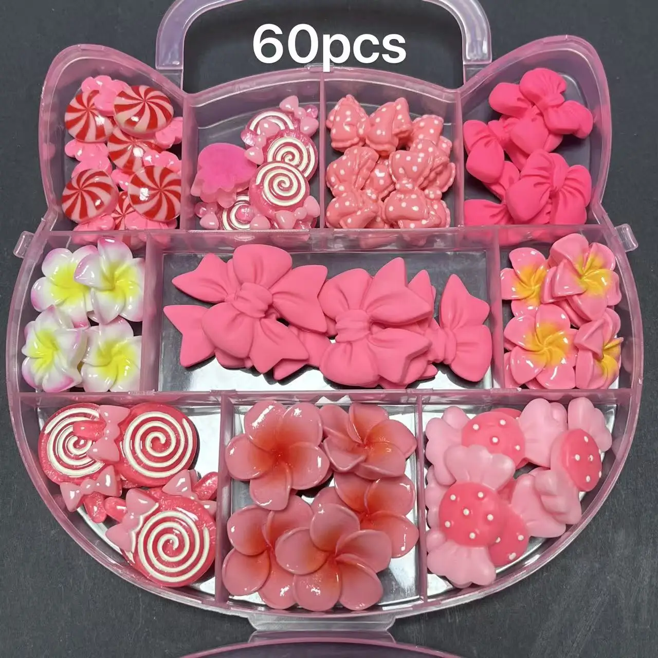 One Box Purple Pink Rose Bow Flower Candy Cartoon Mix Style Junk Phone Case Ipadcase Decoration Charms Kawaii Diy Crafts