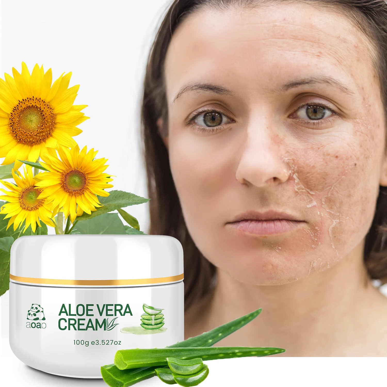 Crema Hidratante de Aloe Vera con Ácido Hialurónico y Centella Asiatica - Tipos de Cuidado Hidratante después del Sol Sin Alcohol