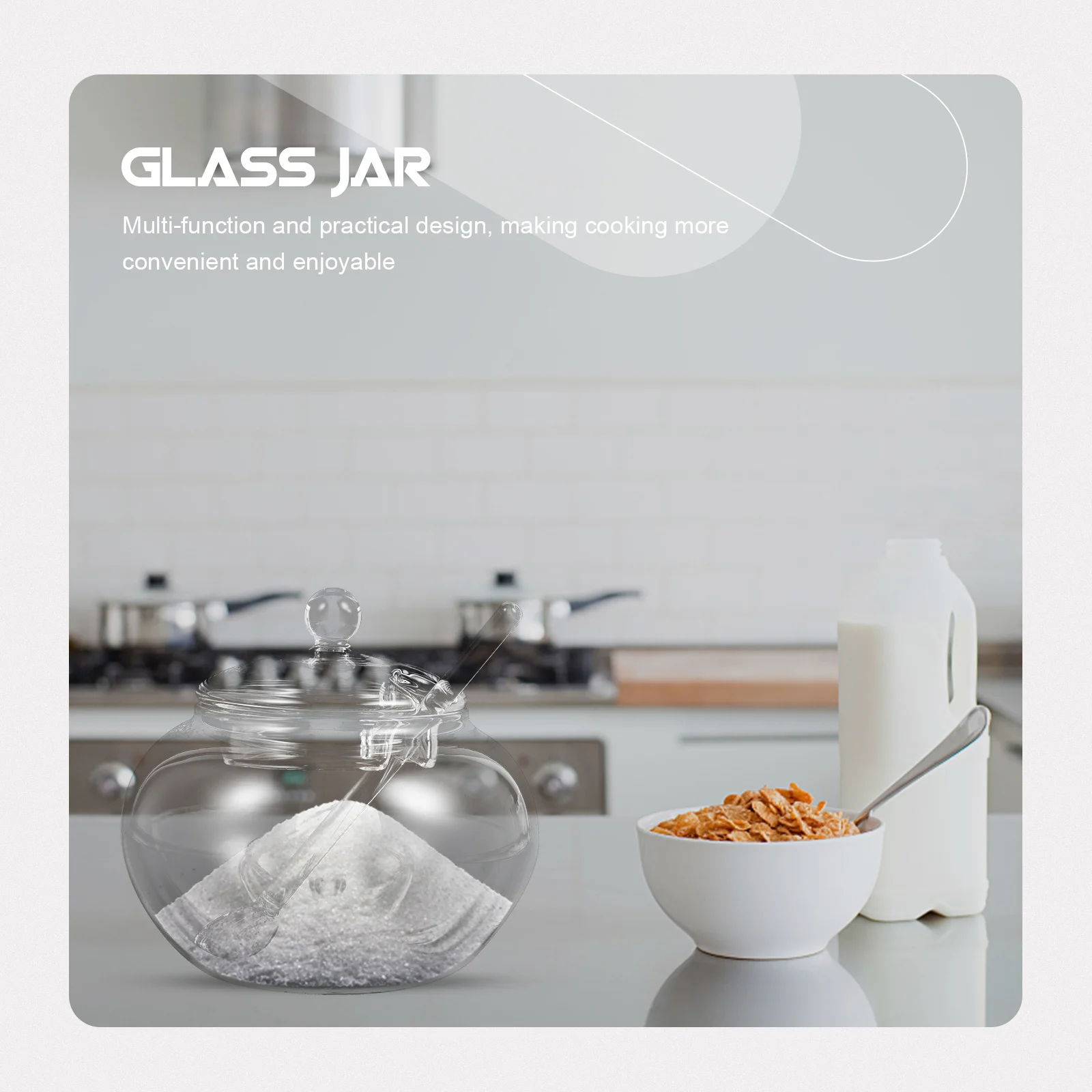 

1Set Glass Sugar Salt Jar Set Premium Transparent Kitchen Storage Containers for Seasoning Spice Honey Flour Airtight Food Jar