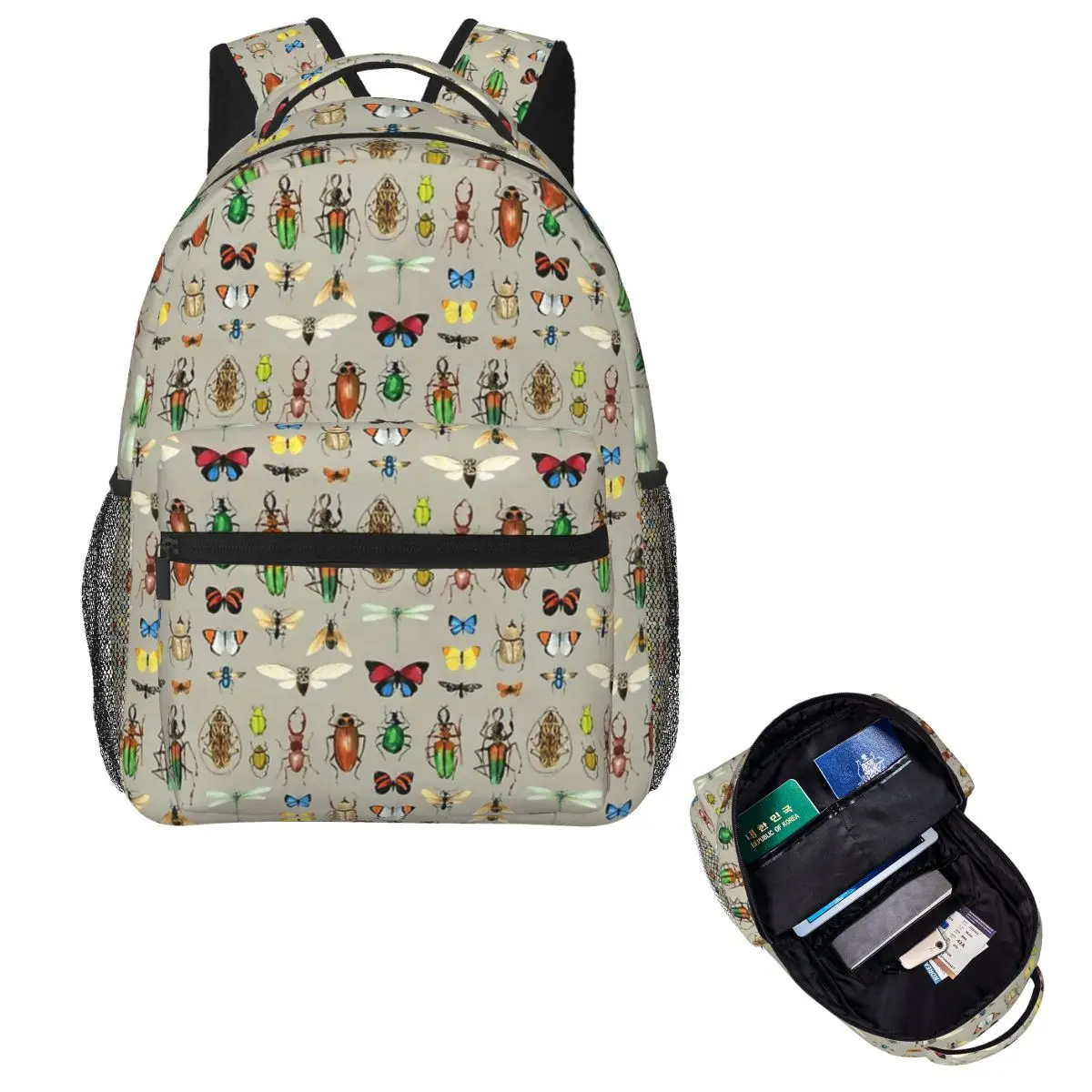 

The Usual Suspects - Insects On Grey Backpack Hot Sale Daypack Large Capacity Boys Girls BookBag School Bag Shoulder Bags