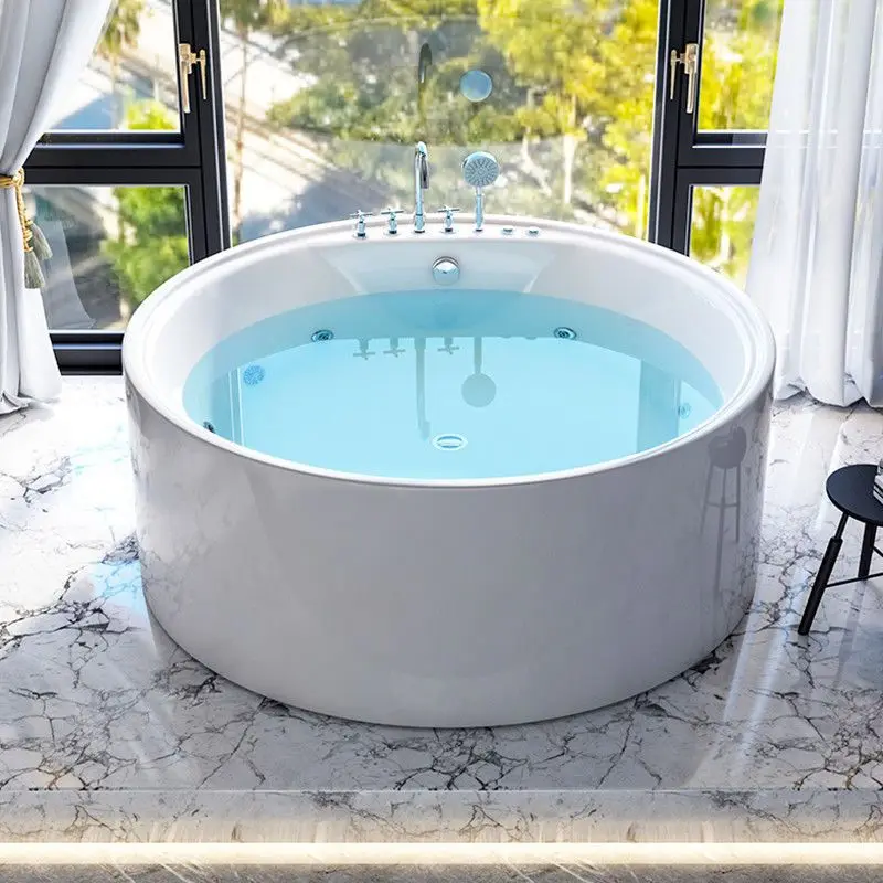 Round bathtub, oversized adult home bathtub, acrylic, freestanding hotel villa, B&B bath, massage, constant temperature