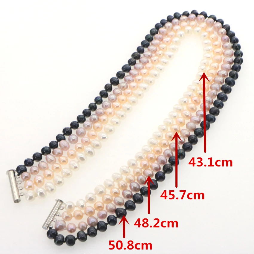 WUBIANLU 4 Row 7-8mm Freshwater Pearl Wedding Jewelry Set 5 Styles Costume Jewelry Necklace Sets Bracelet Floating Charms Lot