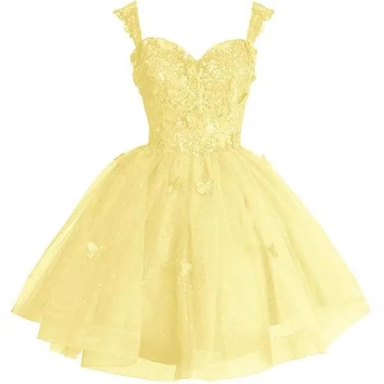 3d Butterfly Above Knee Mini Short Homecoming Dresses Sparkly Tulle Prom Dress Teens Off Shoulder Skirts For Quinceanera Party