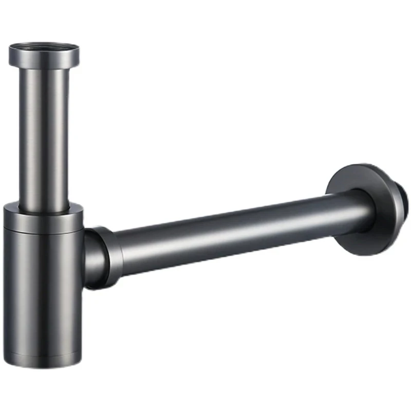 Brushed Gold Drains Set Brass Round Siphon P-TRAP Deodorization Bathroom Vanity Basin Pipe Waste With Pop Up Drainer Gun Grey