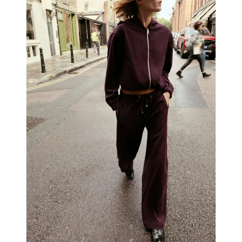 قابل للتعديل الخصر عالية الخصر بنطال ذو قصة أرجل واسعة ومعطف Jaet الطيار طويل Sve مقنعين المرأة Faion مجموعة ملابس الخريف عادية Sle #3